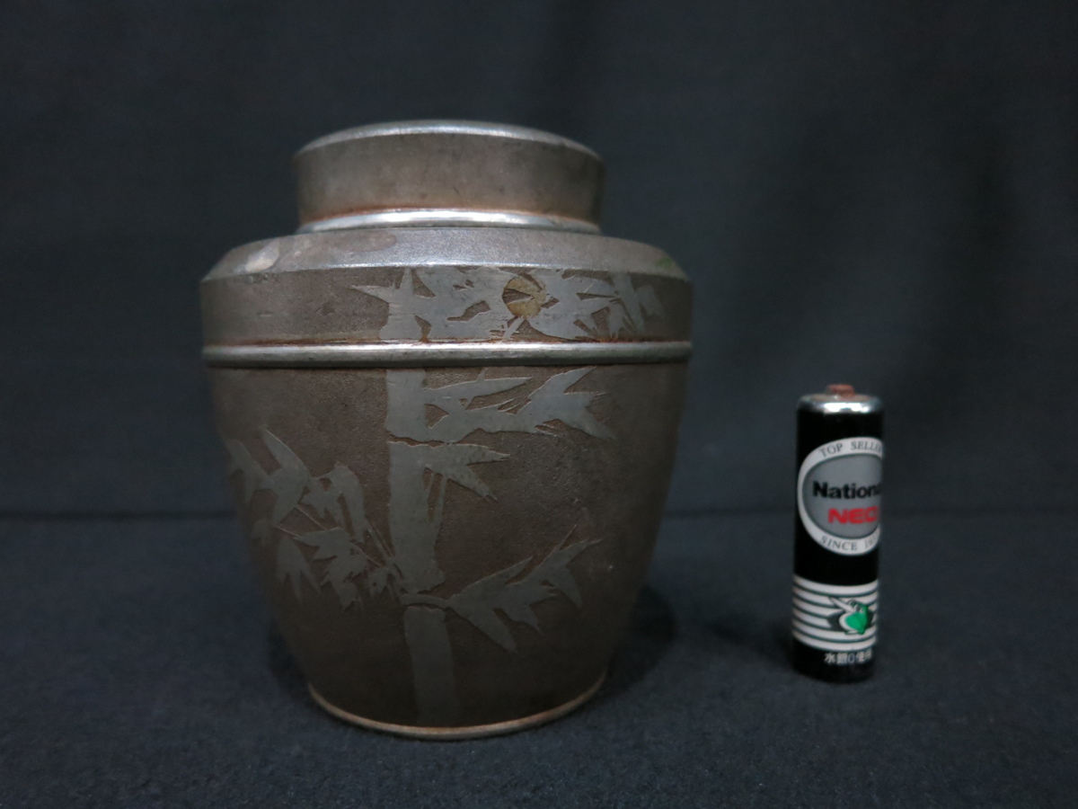 茶入 煎茶道具 在銘 茶壷 錫製 茶道具 古錫 茶心壺 茶壺