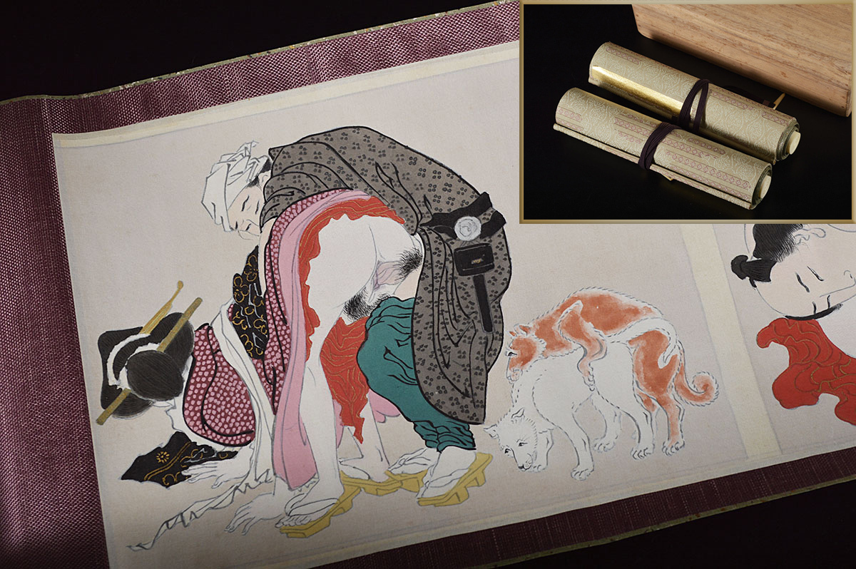雲】貴重美術品 春画 巻物 艶絵 枕絵 細密美人画 秘画 絹本