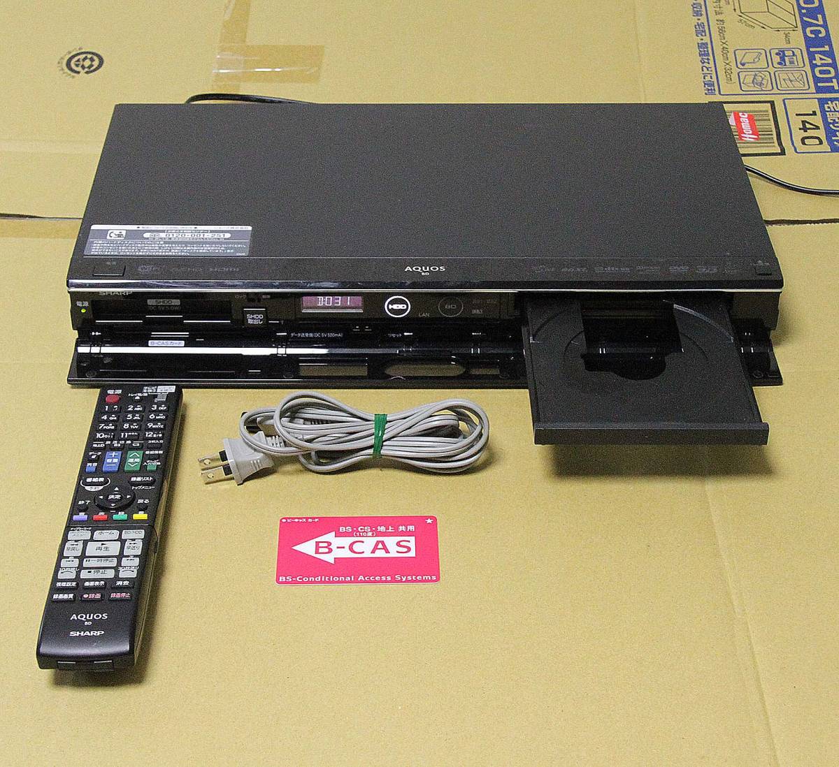 大得価，100%新品 中古 シャープ アクオス BDレコーダー BD-T510 純正中古リモコン付属
