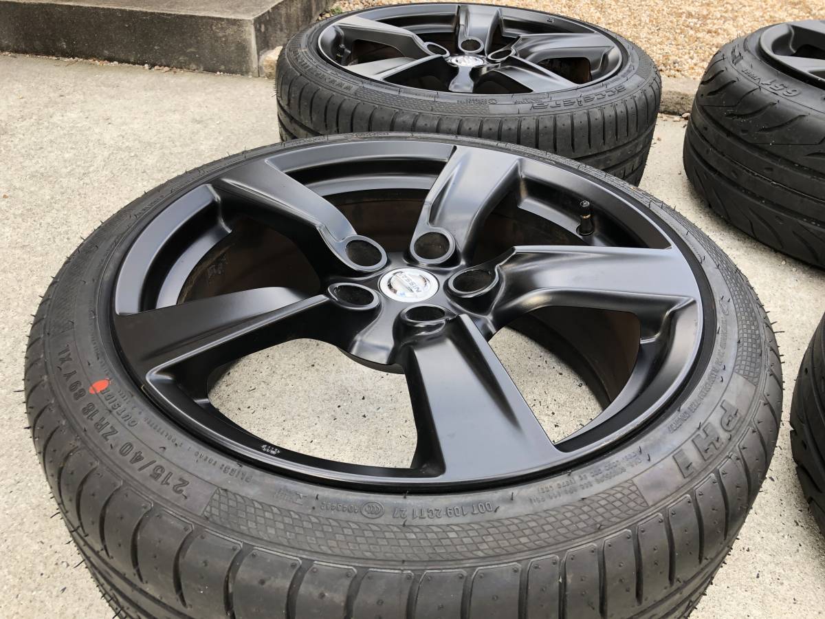 z34 純正ホイール 4本セット タイヤほぼ つや消しブラック z33 18 