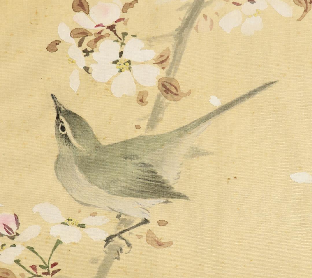 真作】◇沼田荷舟◇桜◇花鳥図◇春◇肉筆◇絹本◇掛軸◇e596