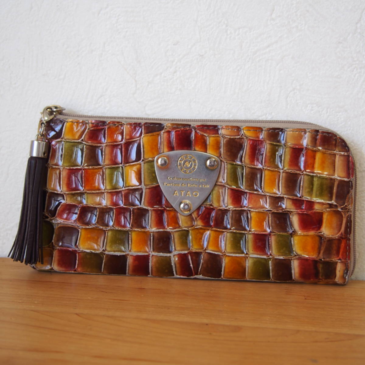 ATAO&frasl;アタオ*limovitro&frasl;リモヴィトロ*エナメルクロコ型押しレザー*L ◆美品 ATAO アタオ limovitro（リモヴィトロ） 長財布 約20㎝x10cm/726SE