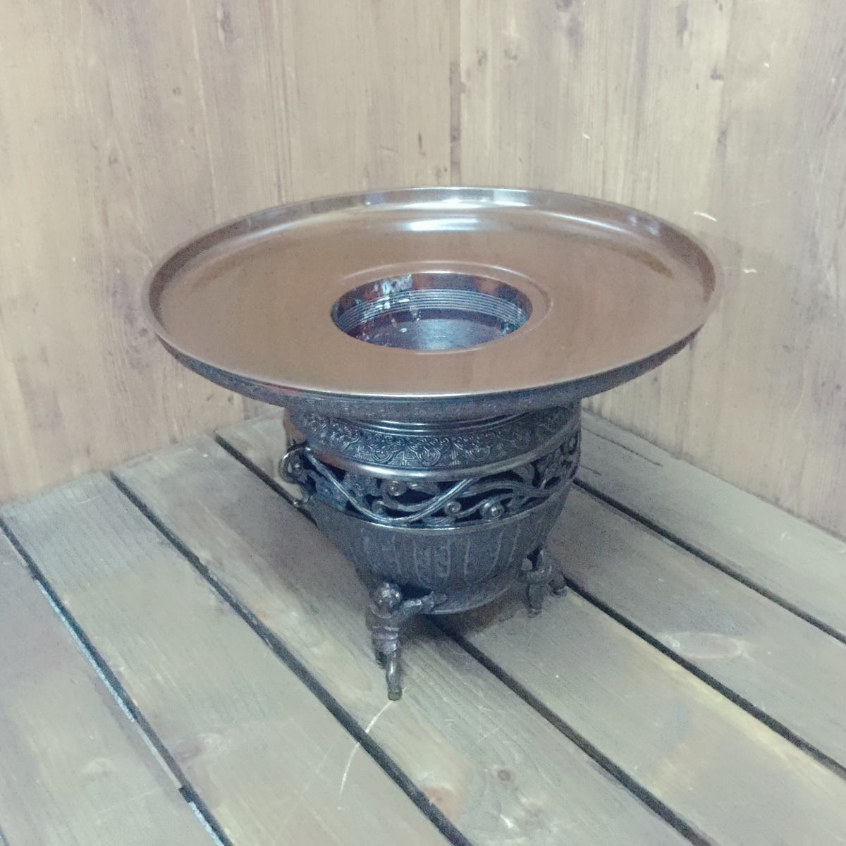 ☆ 高岡銅器 花器 花瓶 水盤 ☆ 高岡銅器 花器 水盤 舟型足付 剣山