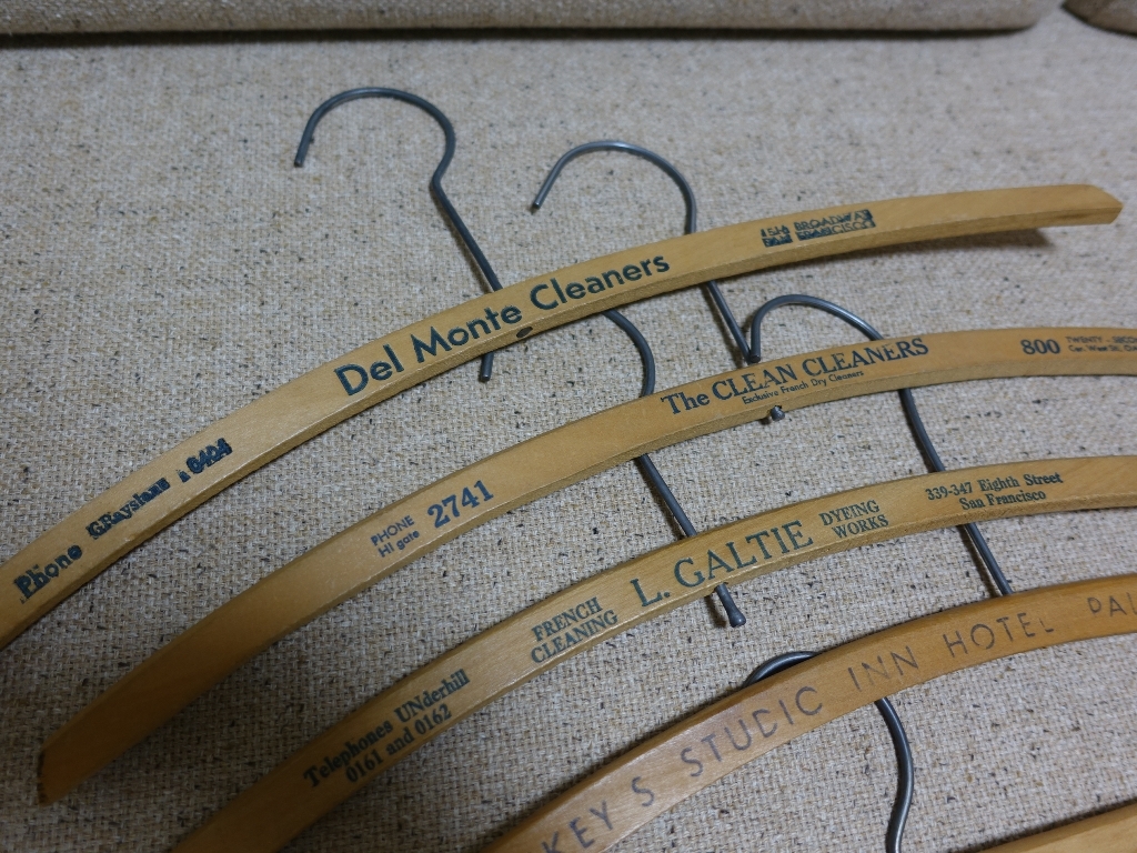 美品 アメリカ ビンテージ ハンガー 5本セット / USA アンティーク インテリア アパレル ディスプレイ 木製
