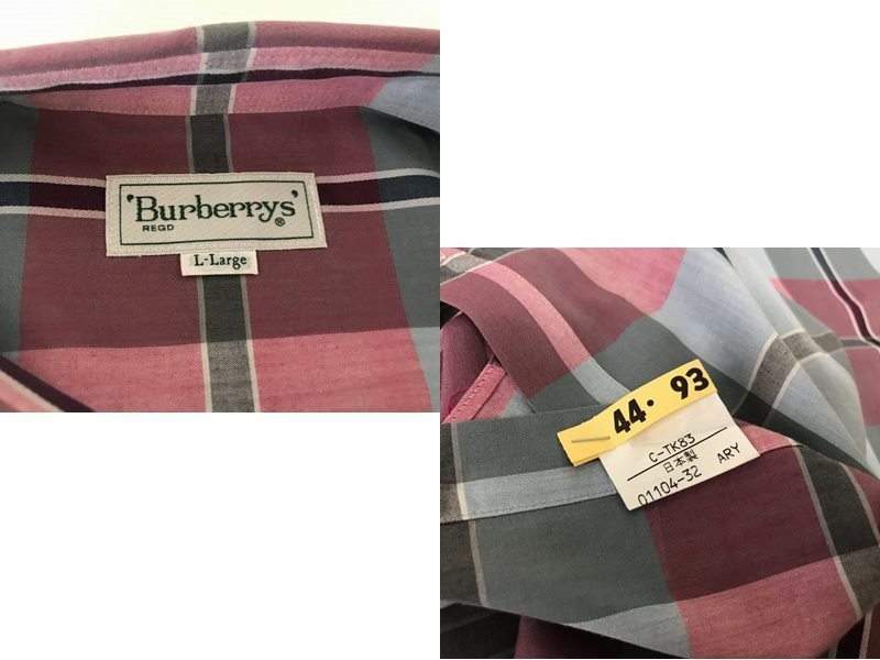 BURBERRY 美品 〇 バーバリー 〇 シャツ チェック柄 半袖 ベージュ系 L