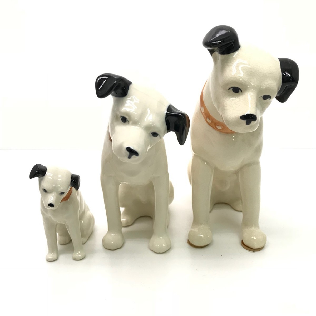 ビクター犬 陶器 2個・ソフビ 2個・・ 昭和レトロ 4個セット 陶器