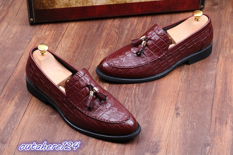 天然高級☆ ワニ革 クロコダイル 革靴 ローファー ビジネスシューズ