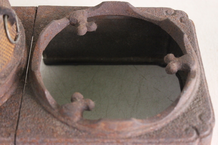 TB526古い鉄製の炉と茶釜、鉄瓶のセット◇七輪/酒燗/茶道具/火鉢/鉄瓶