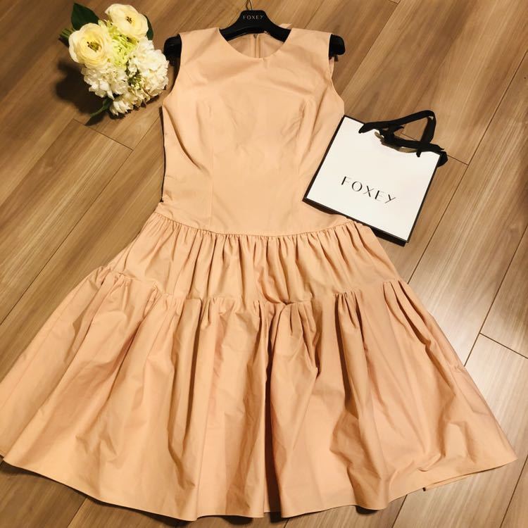 FOXEY ワンピース　38 foxeyフォクシー オードリーギャザー ワンピース38
