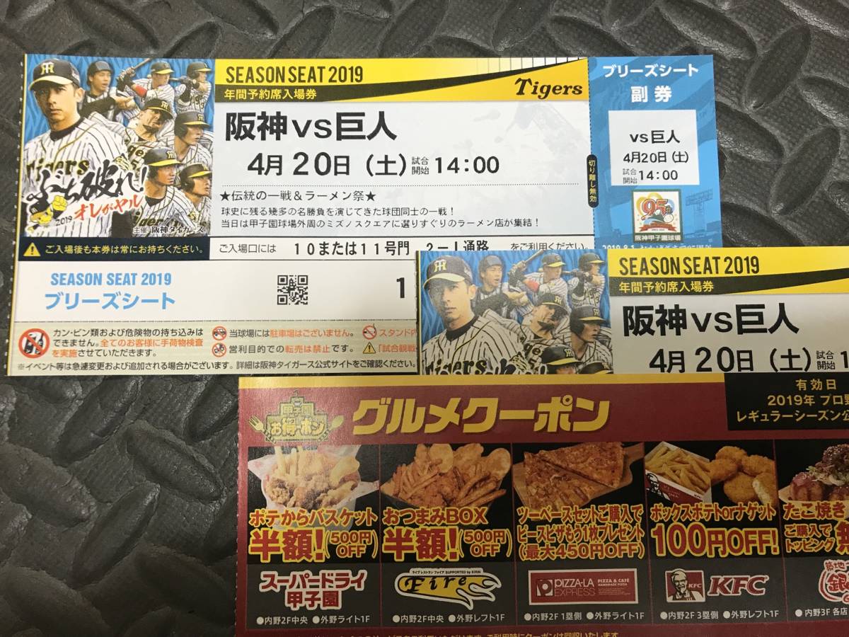 阪神タイガース 甲子園ペアチケット2枚 ブリーズシート 阪神タイガース