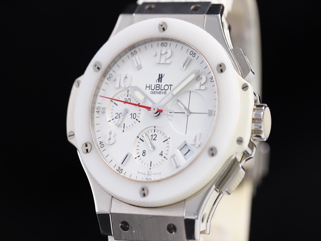 参考価格143万【ウブロ】稼働品 ビッグバン アスペン 341.CH.230.RW 腕時計 ホワイトセラミック 自動巻き 41mm クロノグラフ #043