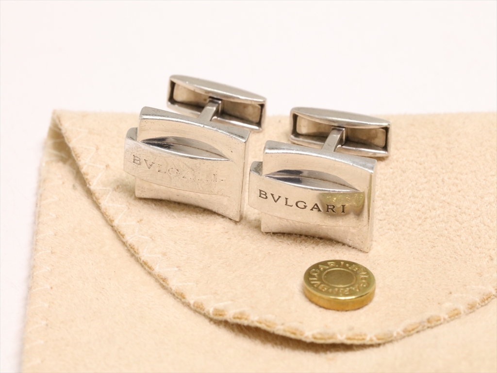 BVLGALI ブルガリスクエア カフスリンクス シルバー 箱付き BVLGALI