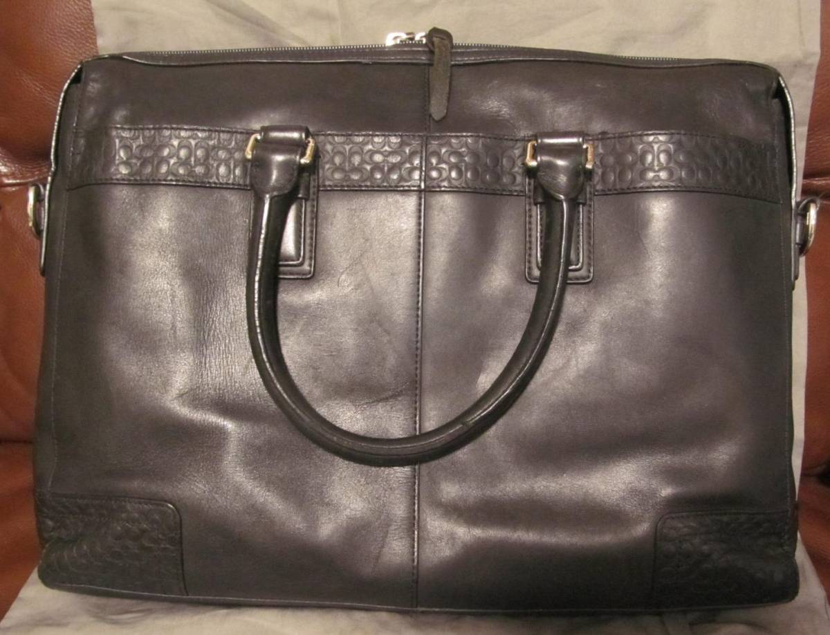 COACHコーチ 黒レザーブリーフケースF70454