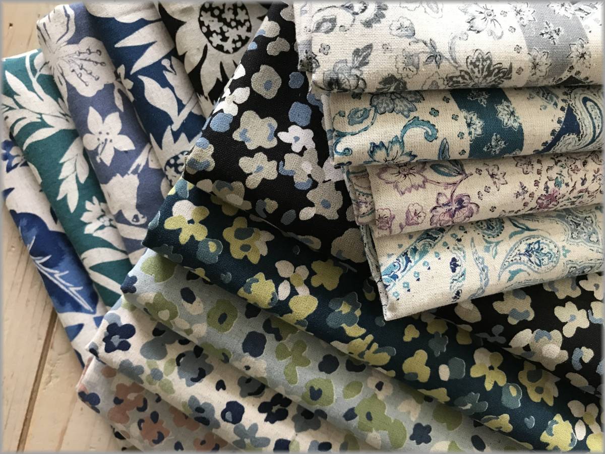 mets★計14m*綿麻シーチング*ハギレ14枚セット*コットンリネン6 数量5から 生地 『mOmen-t Morning スウェイ $60