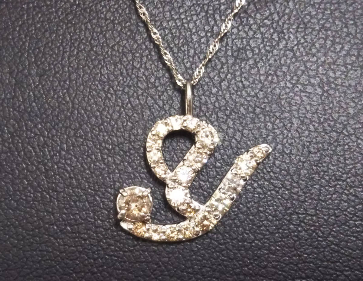 Pt900/Pt850 ダイヤ0.50ct ネックレス 42cm 1.7g スクリューチェーン 