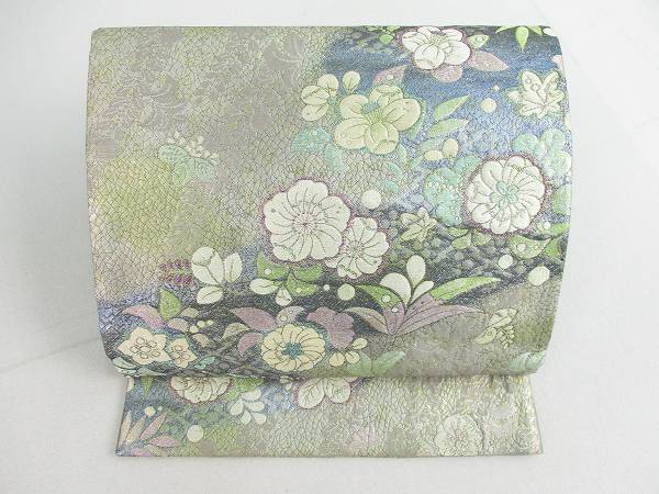 着物ふぁんた△金糸 ふくれ織 辻が花 六通袋帯 t2309 正絹 着物ふぁんた△金糸 ふくれ織 辻が花 六通袋帯 t2309 正絹