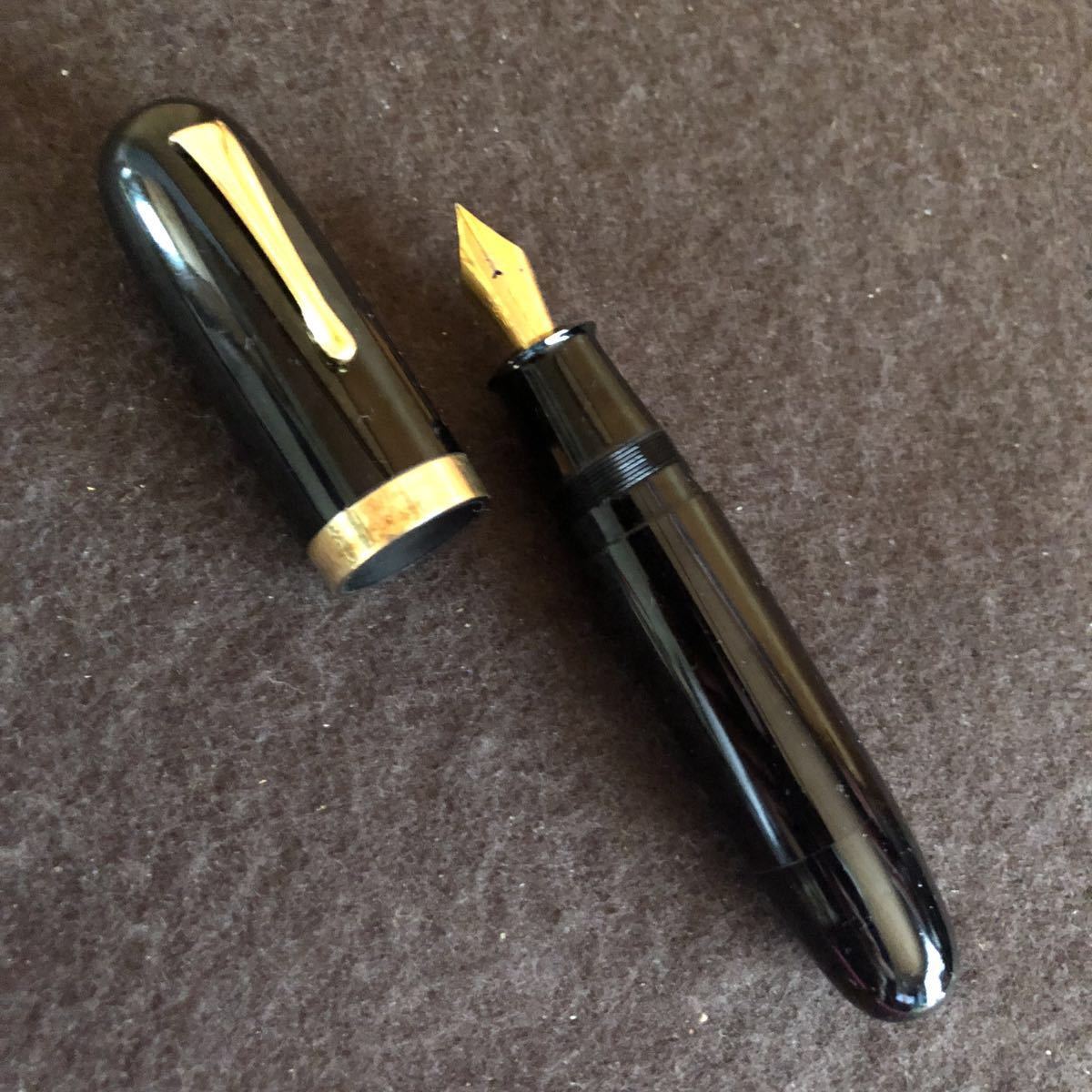 希少◆CLIP極太万年筆 ビンテージ ペン先SPECIAL IRIDIUM PEN ブラック&ゴールド R14K 刻印あり