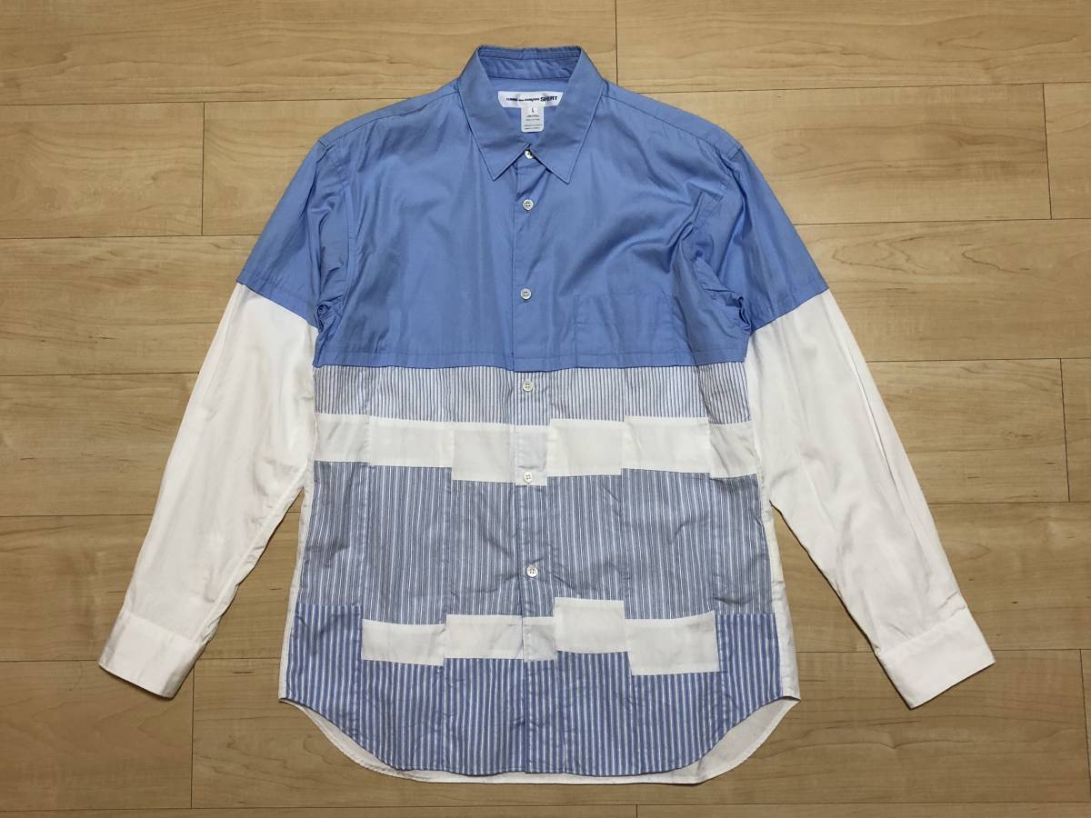 SALE，大得価 COMME des GARCONS SHIRT パッチワーク シャツ Sサイズ コム デ ギャルソン HOMME ストライプ(Sサイズ以下)｜売買されたオークション情報、yahooの商品情報をアーカイブ公開 - オークファン 男性用