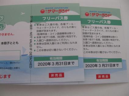 即決）お急ぎ有★要返却★東京サマーランドフリーパス券(2名様分★デカスラok)◆貸し出し利用2⑪