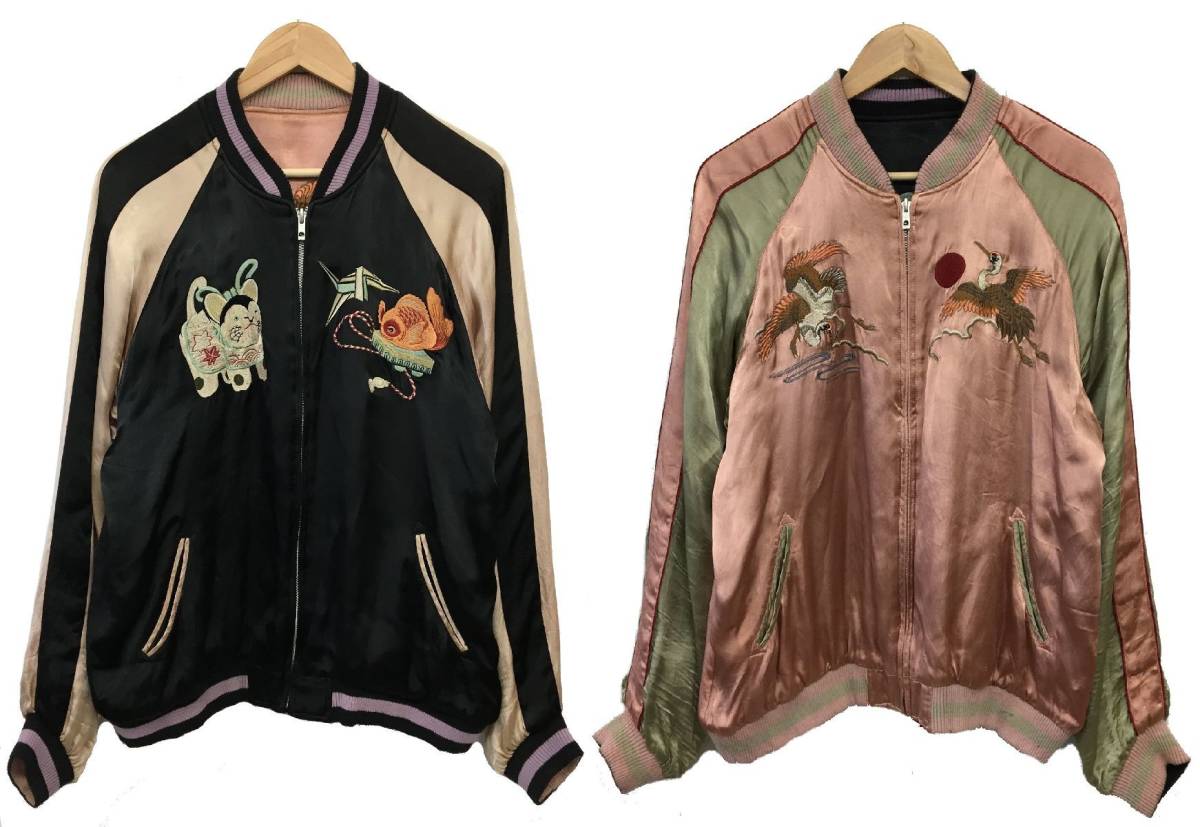 スカジャン 狛犬×紅梅鶴柄 SKJ-64: 花旅楽団 Script SCRIPT スクリプト