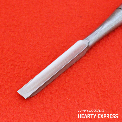 ■播州三木五百蔵作 ダマスカス 追入鑿 黒檀柄 1枚裏 三分 9mm
