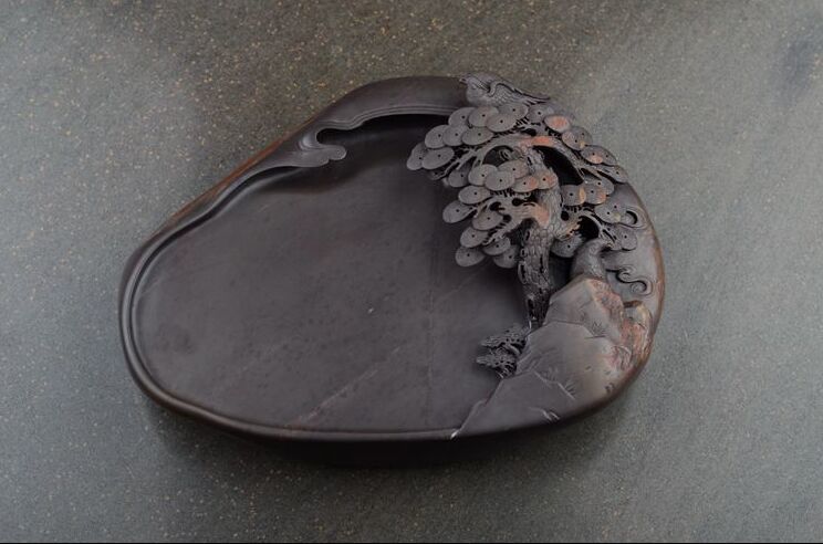 孤品 中国端硯 手工雕刻 山水名硯 天然原石 文房四宝 b61-50 手工端砚