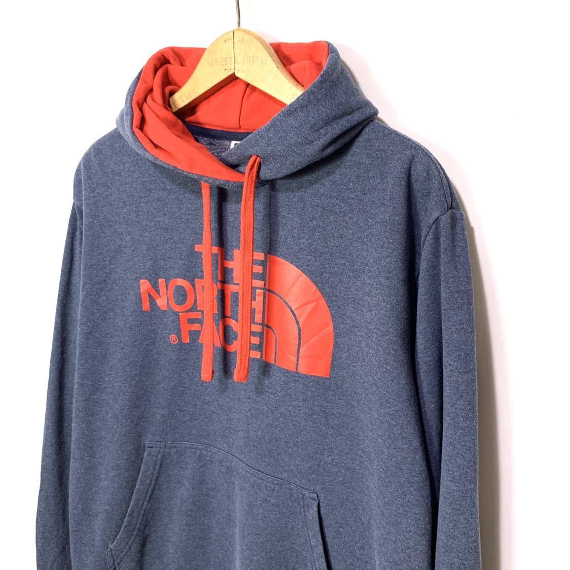 ■ THE NORTH FACE 2014年製 ノースフェイス ロゴ プリント スウェット パーカー ブルーグレー サイズL 古着 アウトドア アメカジ ■
