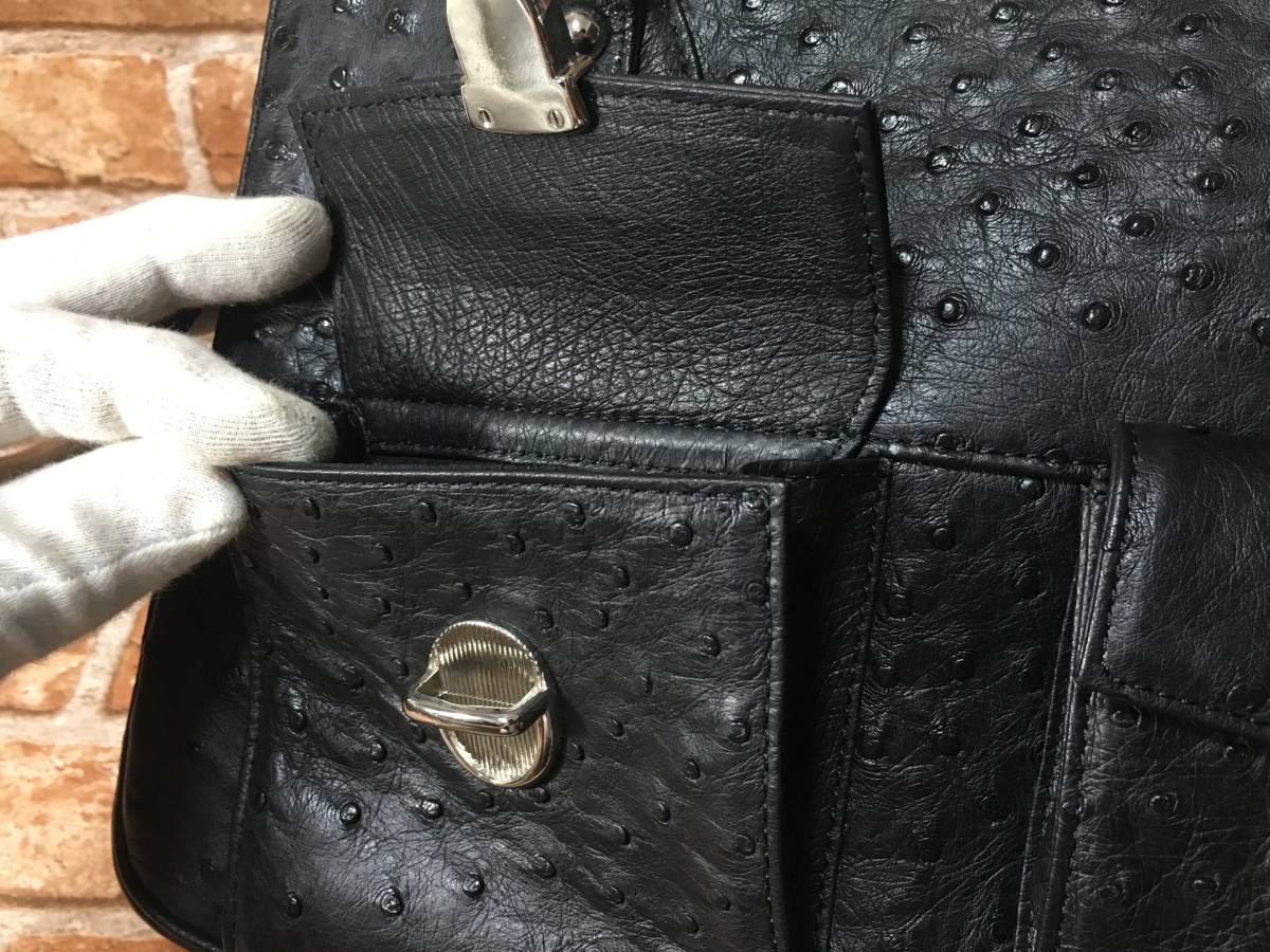 ◇未使用 GENUINE オーストリッチ 高級 だちょう革 ハンドバッグ 