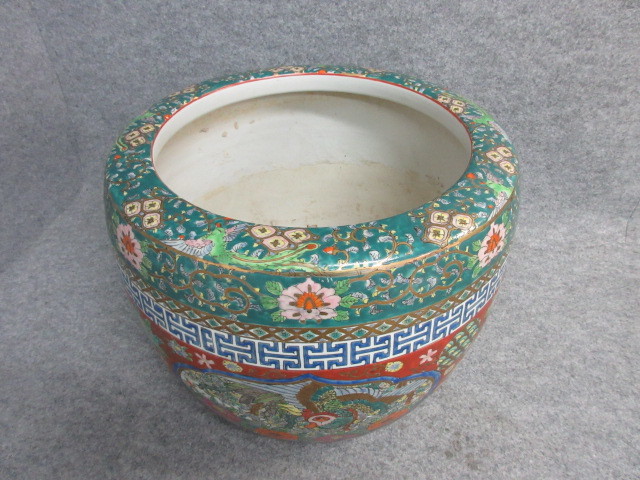 文】26243 伊万里からつ火鉢(十錦) ひばち昭和レトロ陶磁器骨董古物