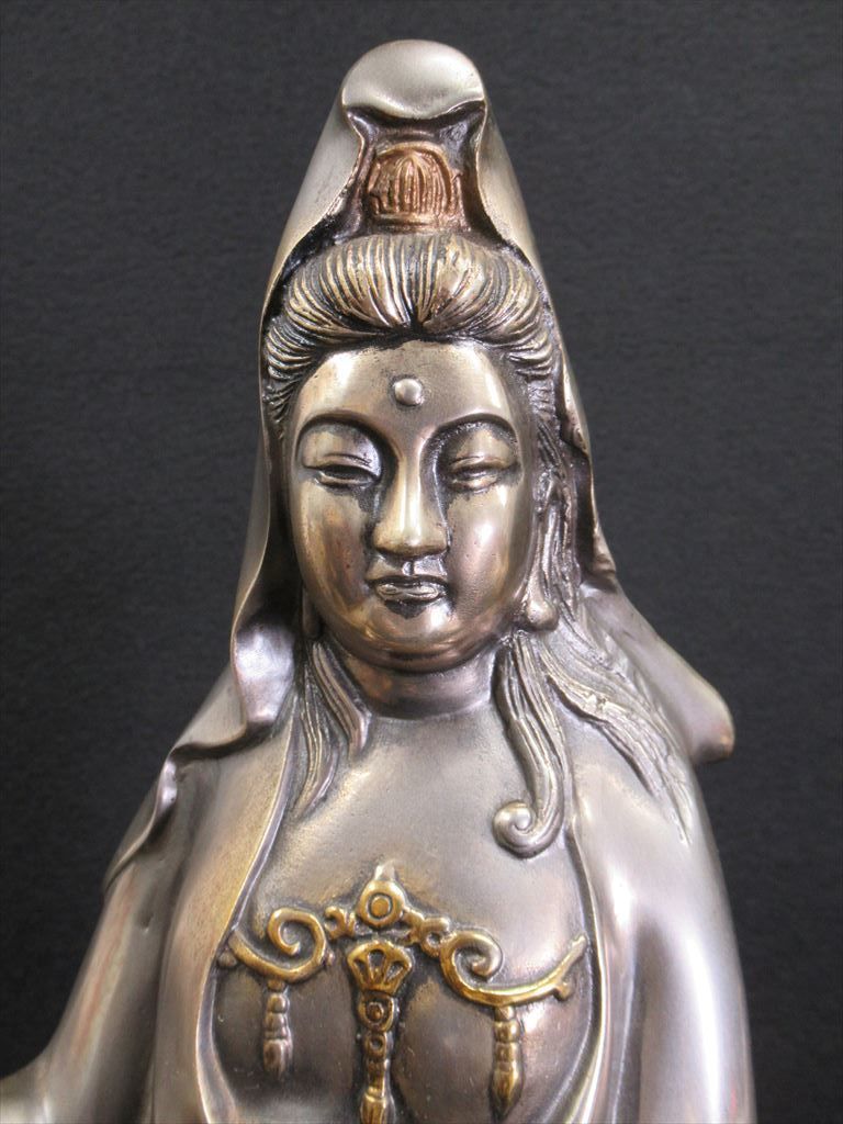 高村光雲 原型 巻物観音像 銅製 高51.5cm 検：観音菩薩 高村光雲 原型