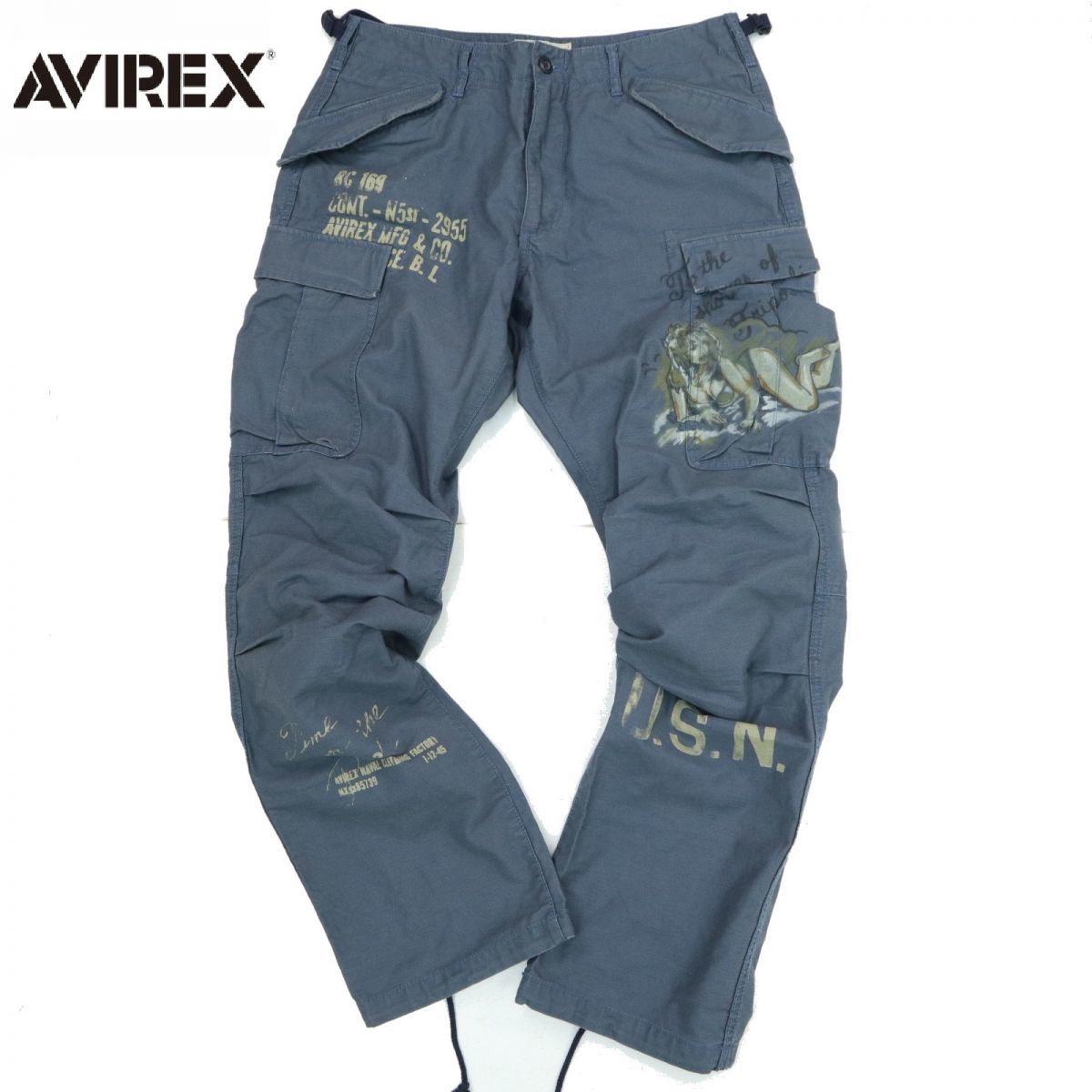 AVIREX アヴィレックス ステンシル ミリタリー カーゴ パンツ Sz.L 