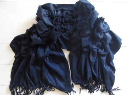 ＥＰＯＣＡ　エポカ　フォックス　ファー　ポンポン　ストール　ブラック　新品