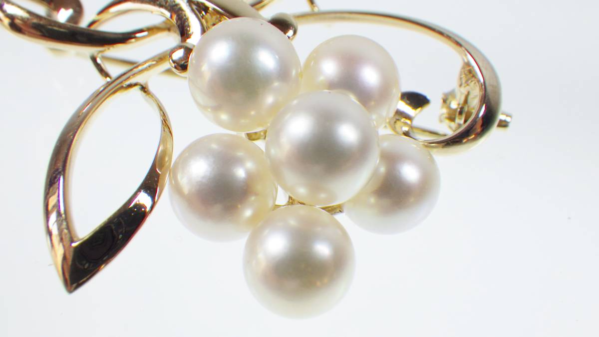 新品仕上げ済】ミキモト MIKIMOTO パールブローチ K14 6.4mm～7.0mm 8