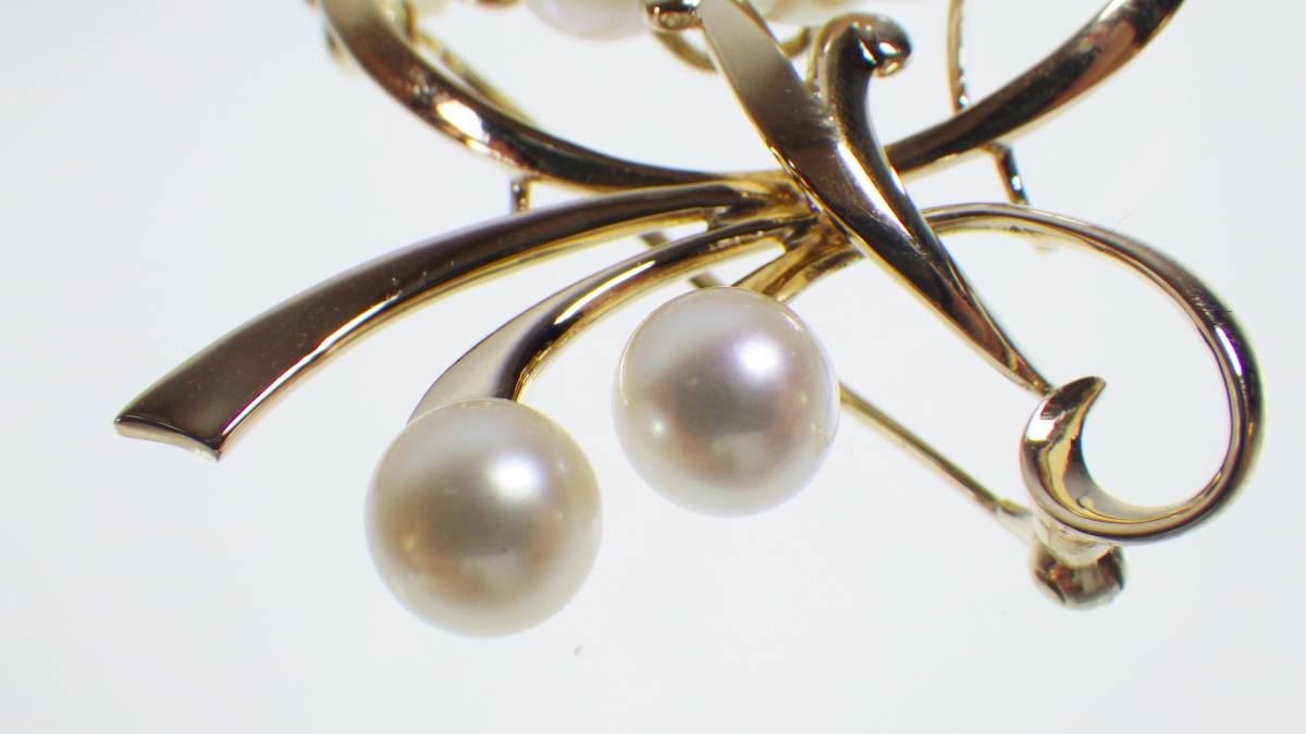 新品仕上げ済】ミキモト MIKIMOTO パールブローチ K14 6.4mm～7.0mm 8