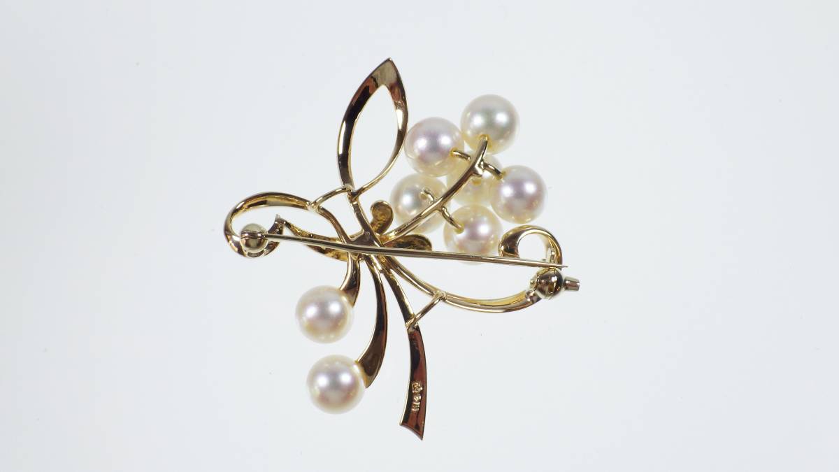 新品仕上げ済】ミキモト MIKIMOTO パールブローチ K14 6.4mm～7.0mm 8