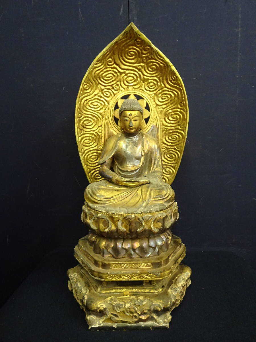 仏像　玉眼　木彫　江戸時代　骨董品　古美術 玉眼 Yahoo!オークション 木彫 - 仏教美術 江戸期 樂 阿弥陀 時代 流
