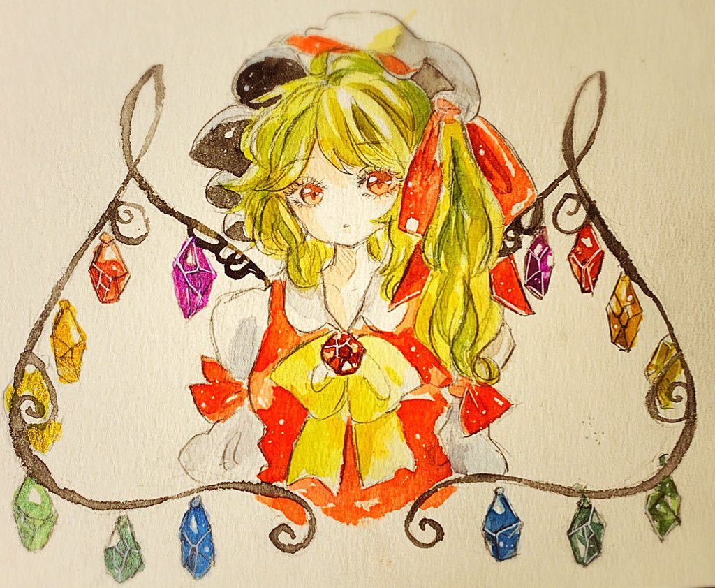 断捨離様用＊4枚目 東方 手描きイラスト 色紙 桜フランドール
