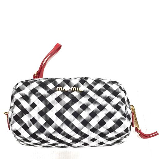 定番，本物保証 同様 miumiu ポーチ 小物入れ チェック ホワイト&times;ブラック ミュウミュウ(ミュウミュウ)｜売買されたオークション情報、yahooの商品情報をアーカイブ公開 - オークファン その他