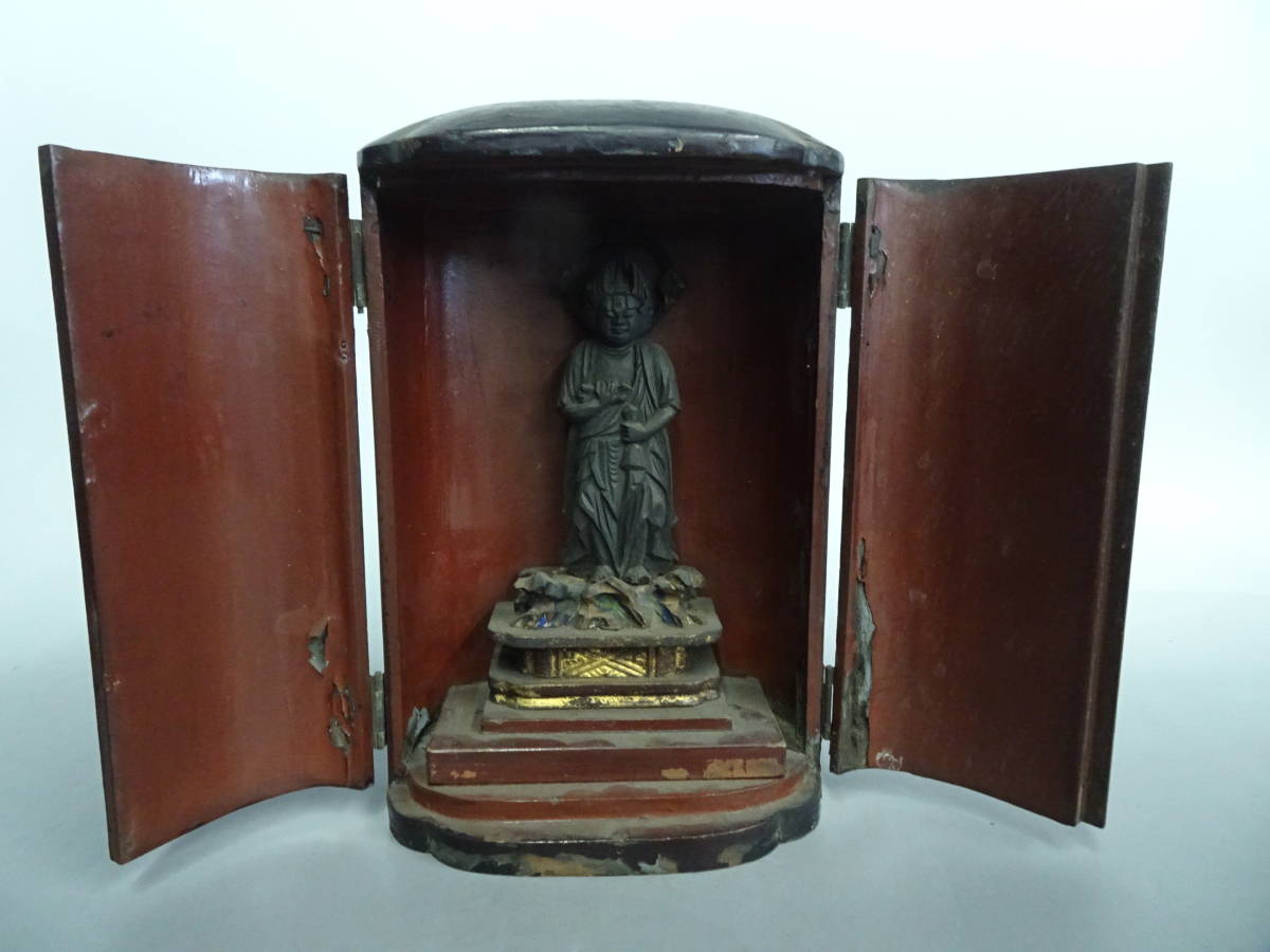 三宝荒神 - 仏教美術 黒塗 宇賀弁財天像 木彫彩色 LIG時代仏教美術 
