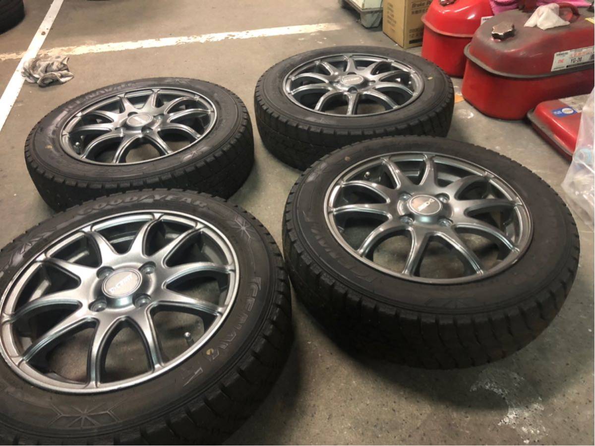 ■ 2018年 バリ山 155/65R14 4本 アイスナビ6 ■ 155/65R14 グッドイヤー ICE Navi6 2018製 バリ山 アルミセット 軽