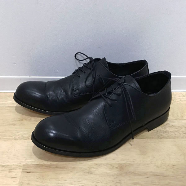 41 黒 19AW PADRONE パドローネ DERBY PLAIN TOE SHOES ダービー