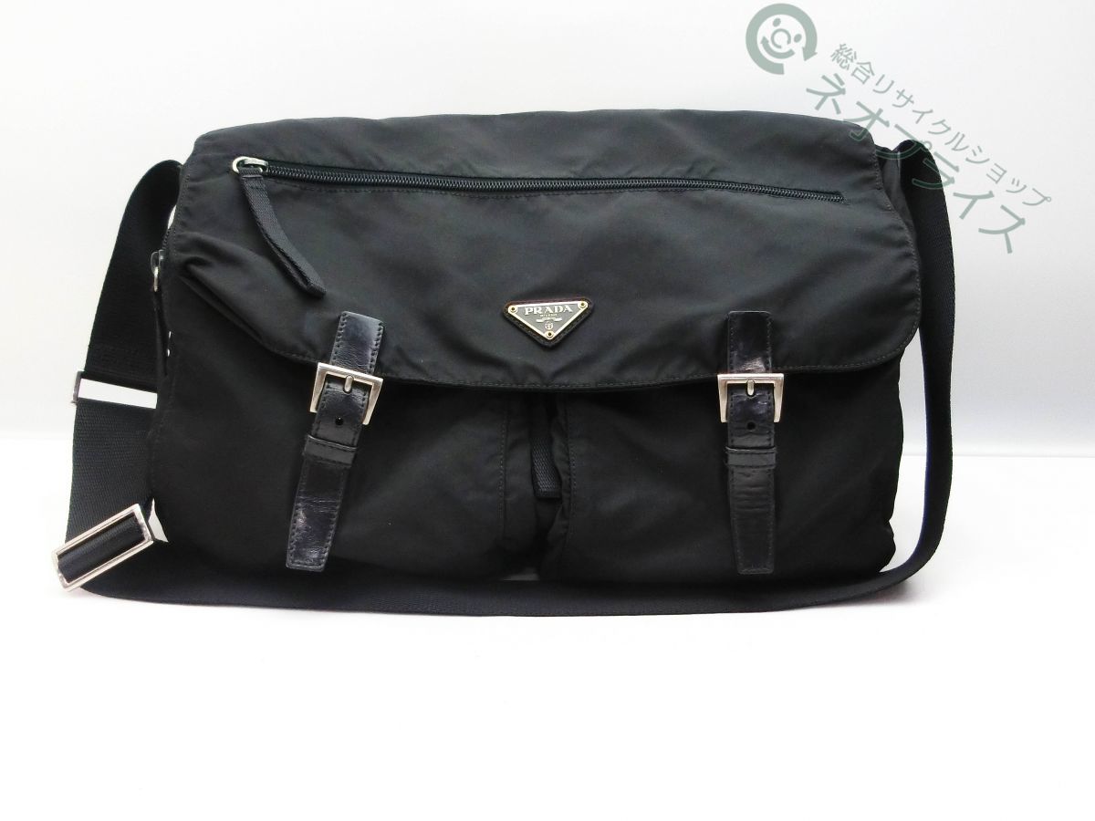 ◇AB9175 PRADA プラダ 三角 プレート ナイロン レザー メッセンジャー 
