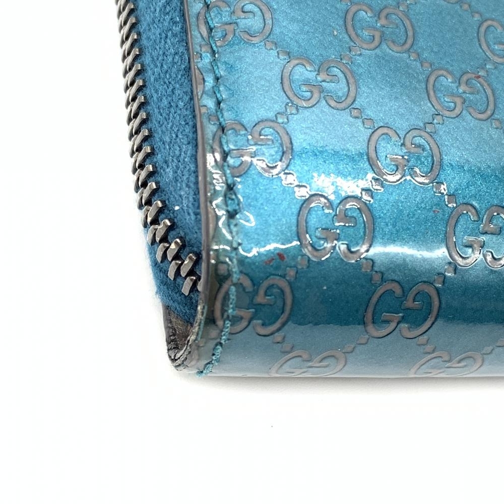 GUCCI グッチ 307987 シマライン ラウンドファスナー 長財布 パテント