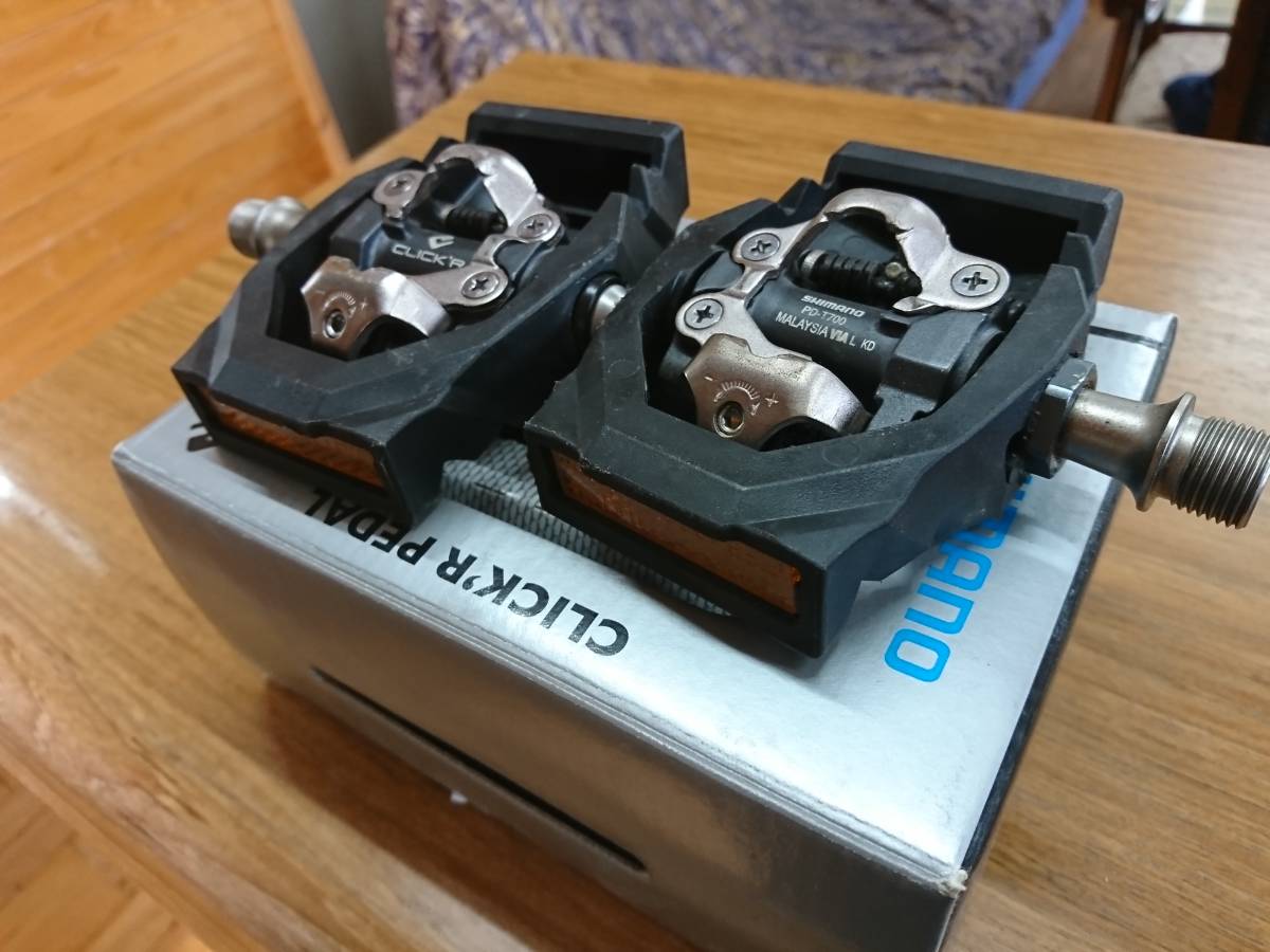  SHIMANO シマノ PD-T700 CLICK'R PEDAL 両面SPDペダル EPDT700(ビンディングペダル)｜売買されたオークション情報、yahooの商品情報をアーカイブ公開 - オークファン ビンディングペダル