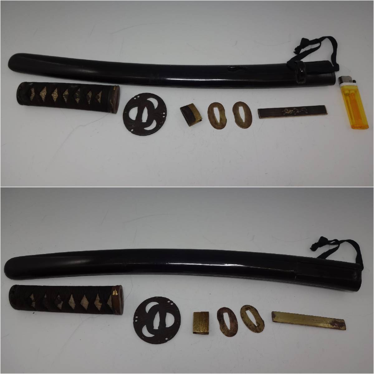 【時代物★超希少③】刀装具一式　刀鞘　刀柄　透かし鍔　二重はばき　小柄の柄　馬　切羽　刀装具　刀剣装具　刀剣　日本刀　超希少