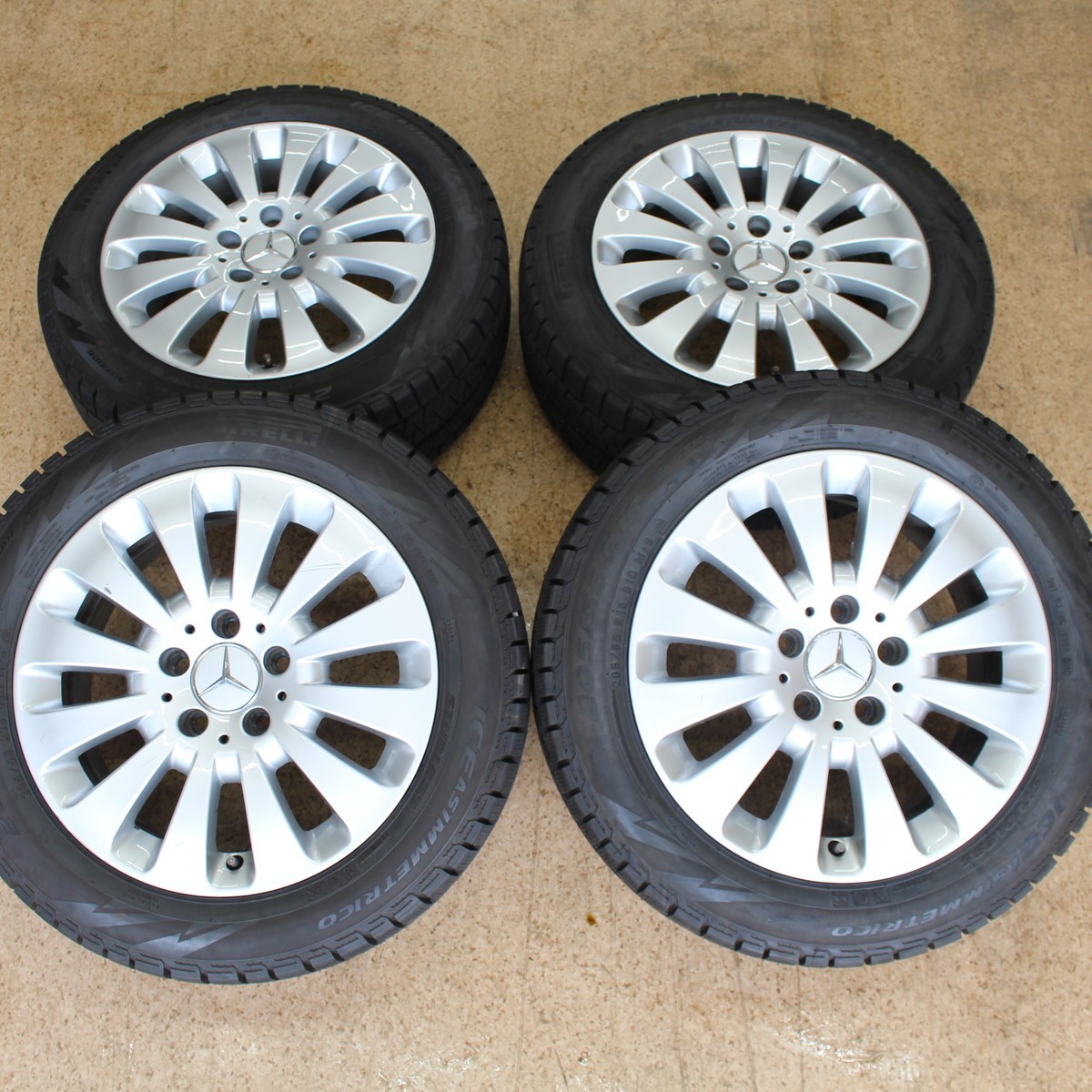 2018年製造 スタッドレス付 メルセデスベンツ W204 Cクラス 純正 16in 7J+43 PCD112 ピレリ 205/55R16 Aクラス Bクラス等