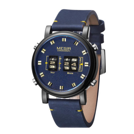 T695　MEGIR 最高級レロジオの Masculino 時計男性ローラーメンズファッションスポーツウォッチビジネス革クォーツ時計 2019_1