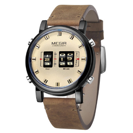T695　MEGIR 最高級レロジオの Masculino 時計男性ローラーメンズファッションスポーツウォッチビジネス革クォーツ時計 2019_3