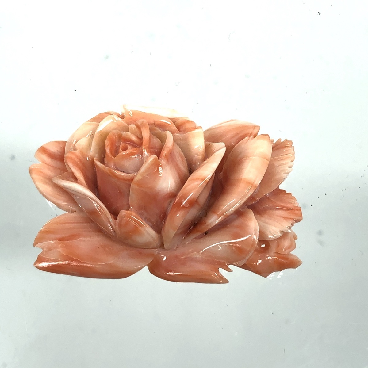 9】サンゴ 珊瑚 花彫刻 帯留め 和装小物 着物 2点セット 総重量30.11g