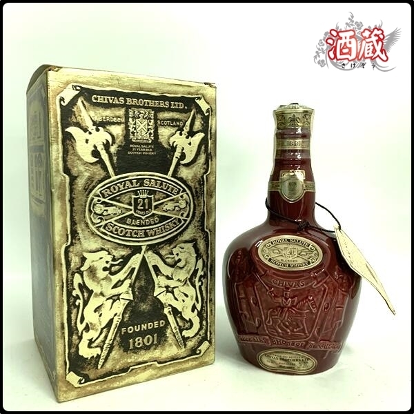 格安，高品質 MQ097 古酒 ロイヤルサルート 21年 赤茶 / 陶器 ボトル 700ml / 40% 箱 / 巾着袋 付(スコッチ)｜売買されたオークション情報、yahooの商品情報をアーカイブ公開 - オークファン スコッチ